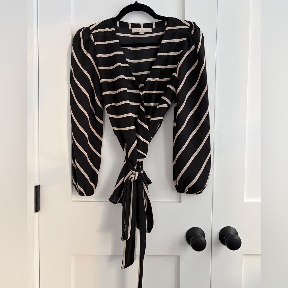 LOFT Women’s Tie Waist 3/4 Sleeve Peplum Blouse Size XS